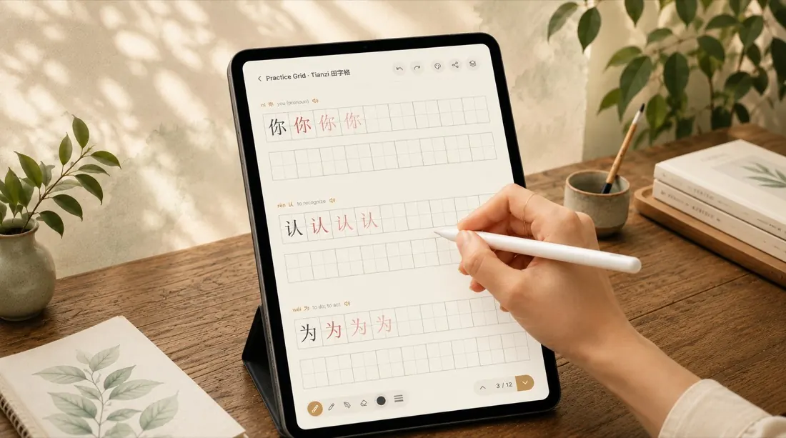 Chinese writing illustration
