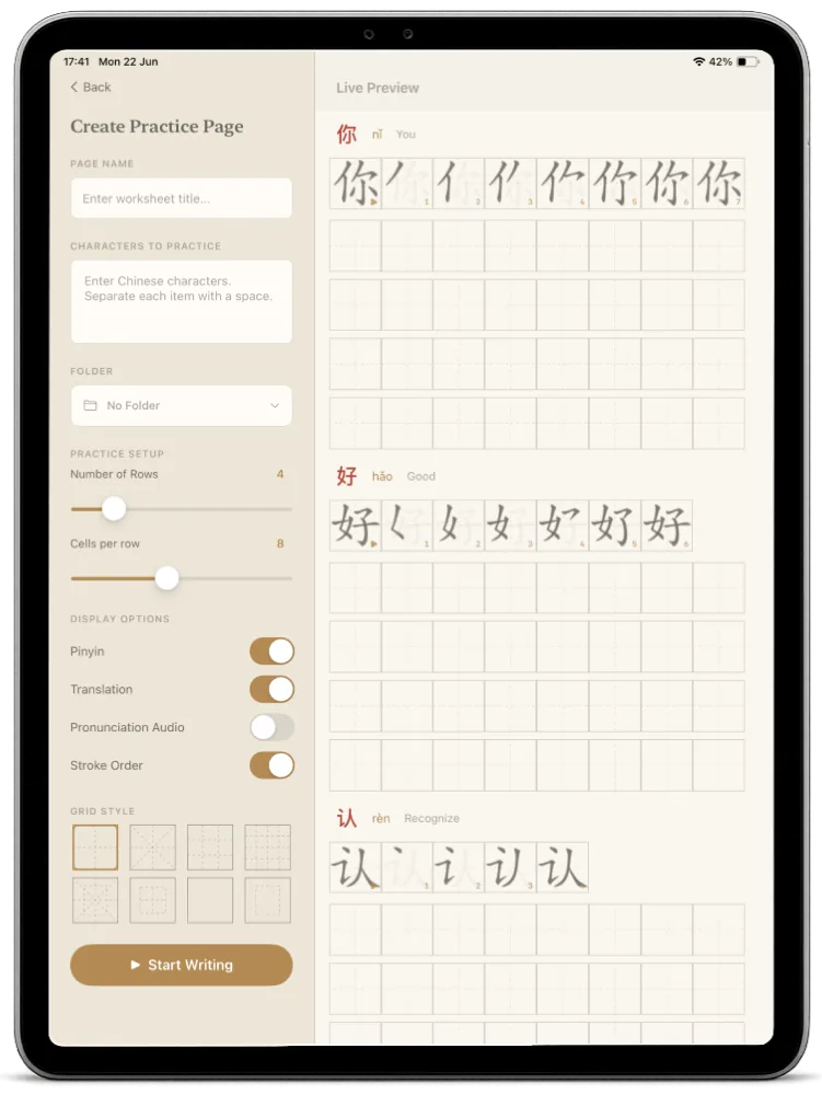 Worksheet preview on iPad